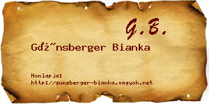 Günsberger Bianka névjegykártya